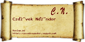 Czövek Nándor névjegykártya